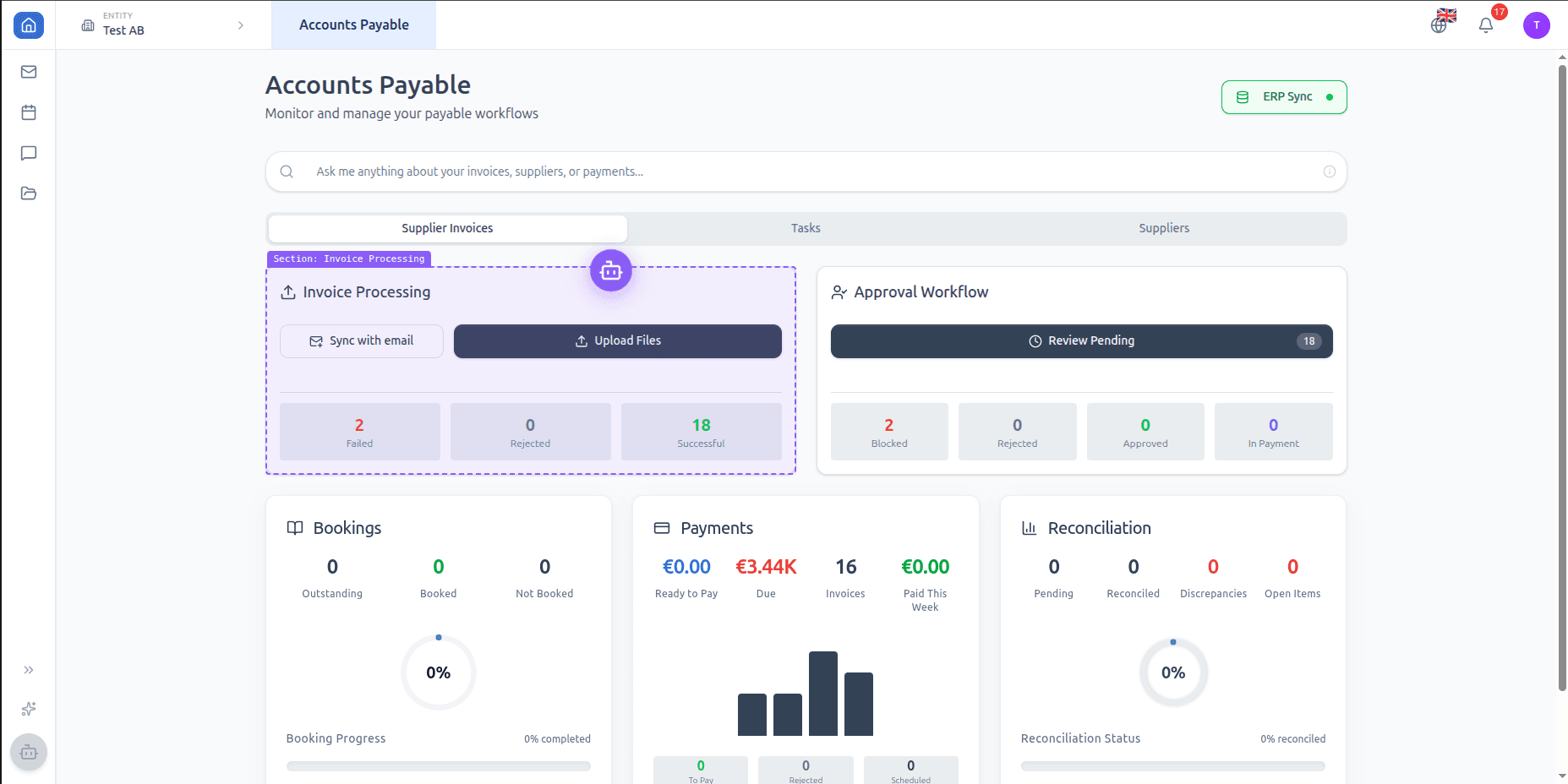 Page Guide contextual UI explanation assistant on a supplier invoices dashboard