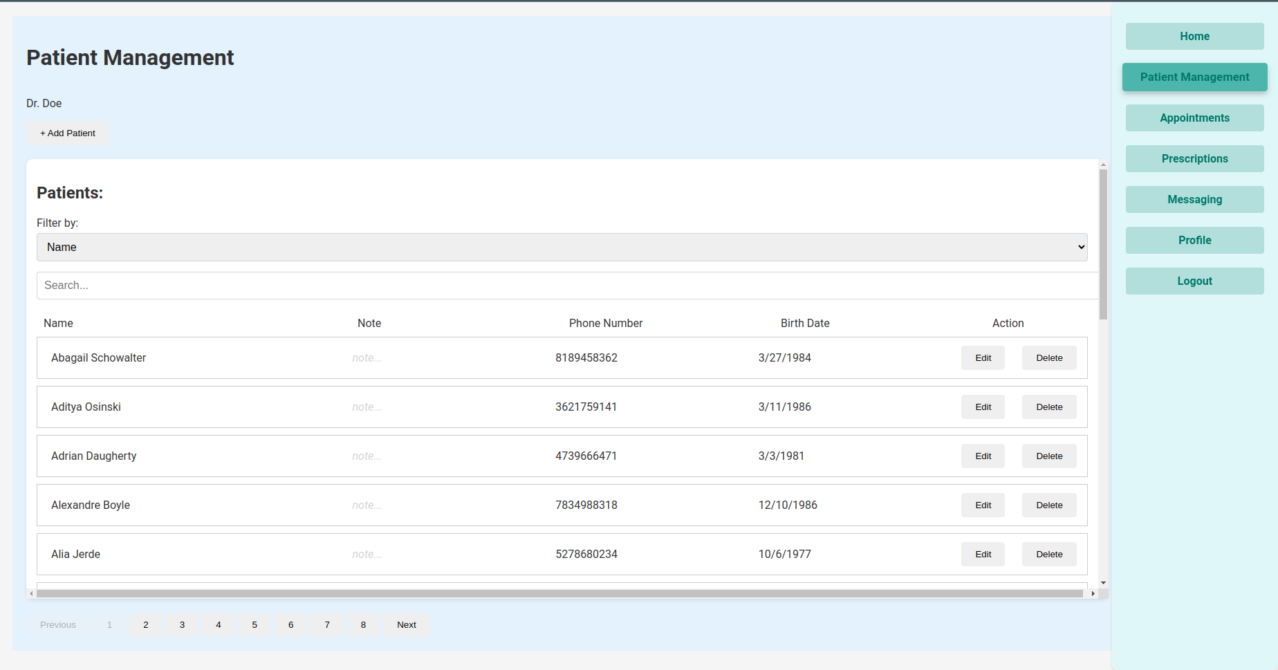 Docal - Patient Dashboard