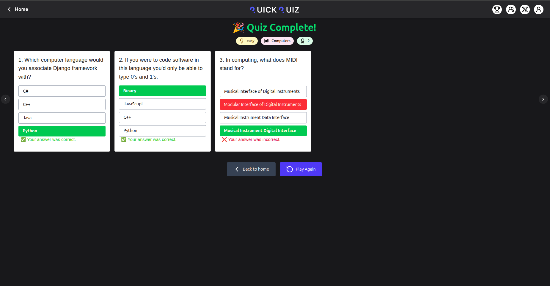 QuickQuiz - Pyramid Mode Progression