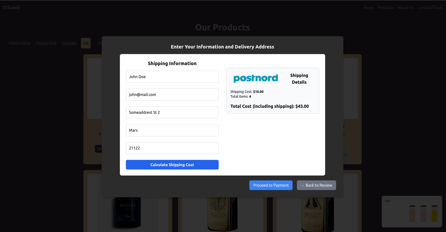 ttScent - Checkout Page