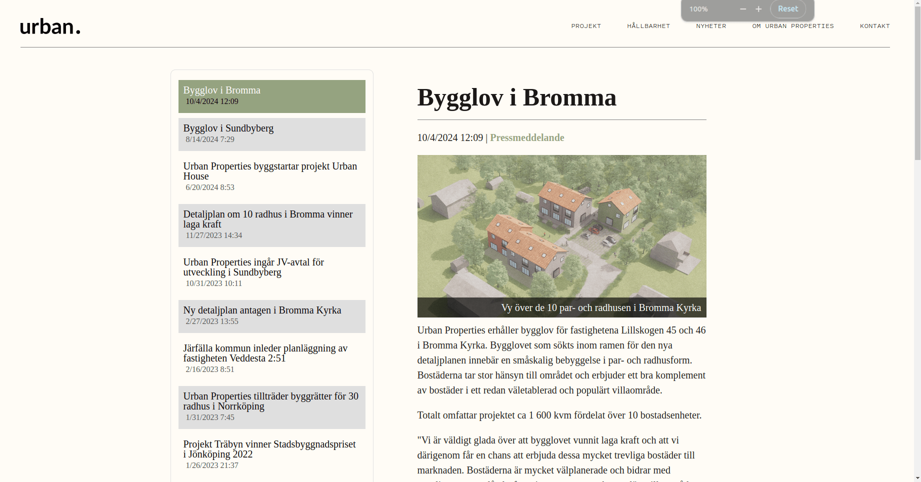 Urban Properties - News Tab